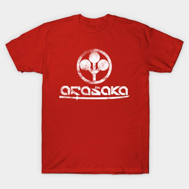 Arasaka logo distressed white with sword T-Shirt by Magnetar